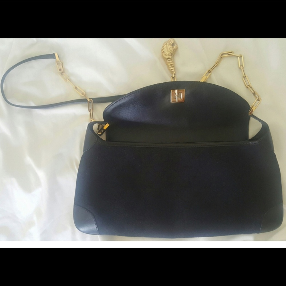 GUCCI TOM FORD Black Suede Flap Med Bag Chain RARE - Picture 6 of 13